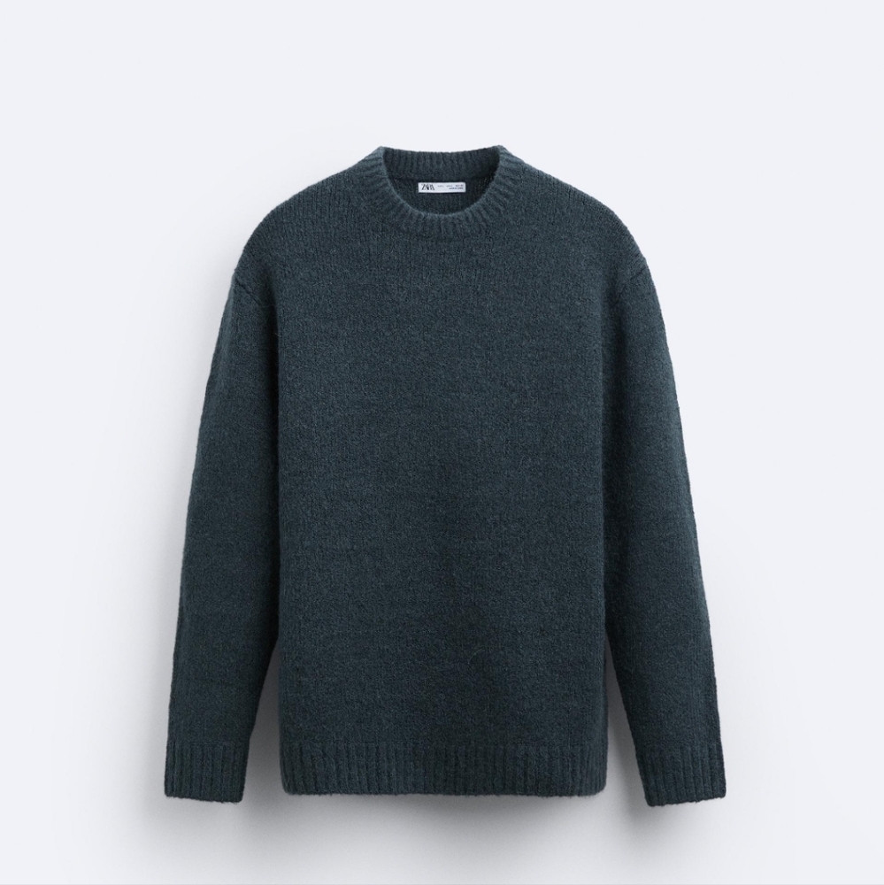 TEXTURED KNIT SWEATER BLUE SIZE M - Picture 5 of 7